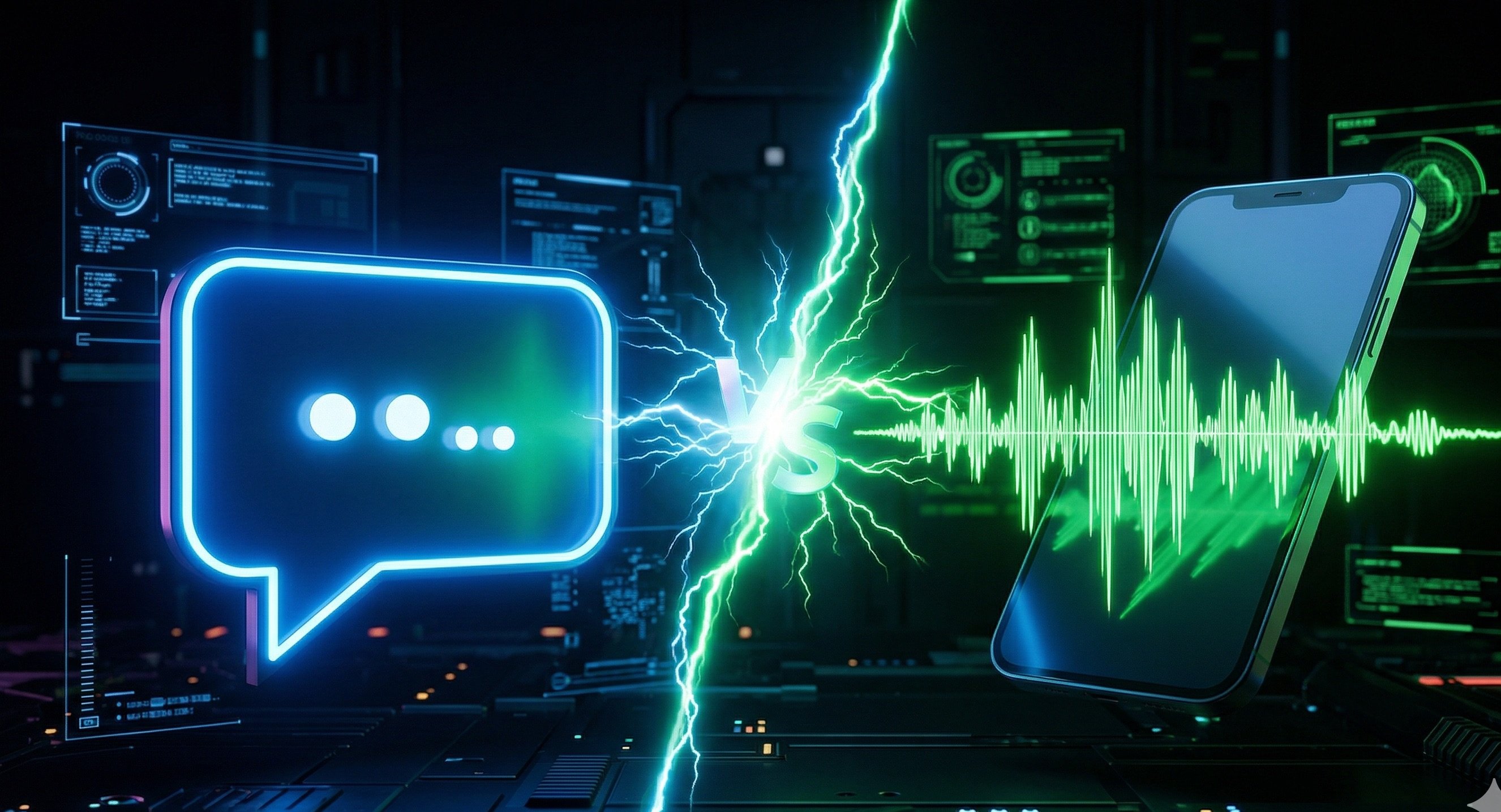Chat bubble versus voice waveform - Chatbot vs Voice AI