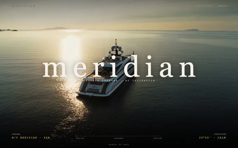 Meridian — private yacht charter website built by K&G