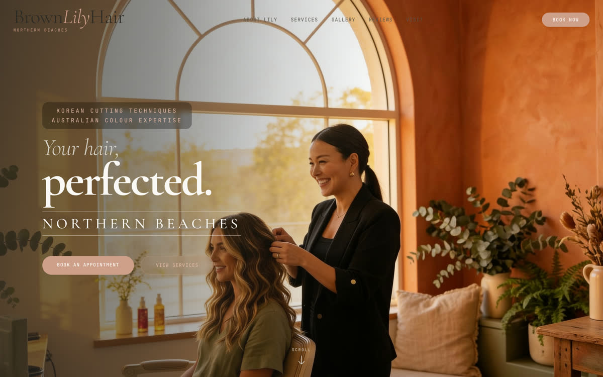 Brown Lily Hair — premium hair salon website design by K&G Marketing Sydney
