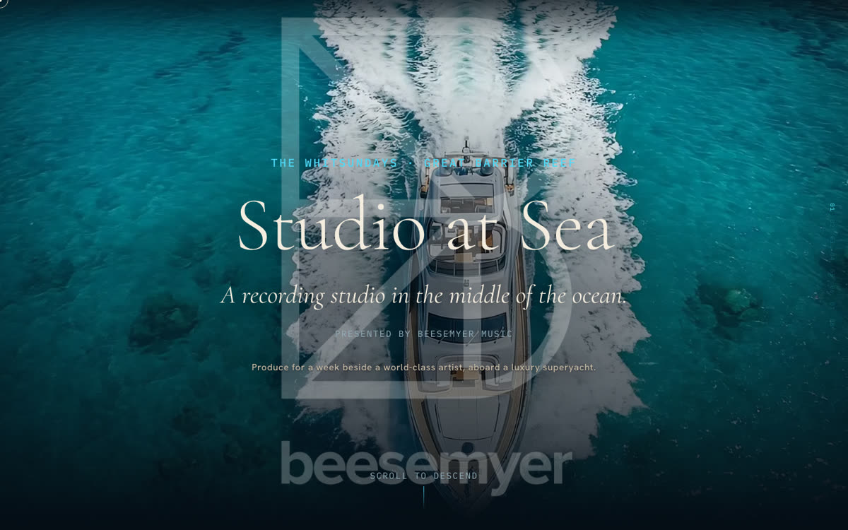 Studio at Sea — luxury music-production retreat website by K&G Marketing Sydney